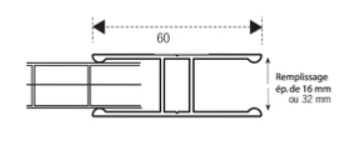 Profils Alu H jonction 32mm 7ml